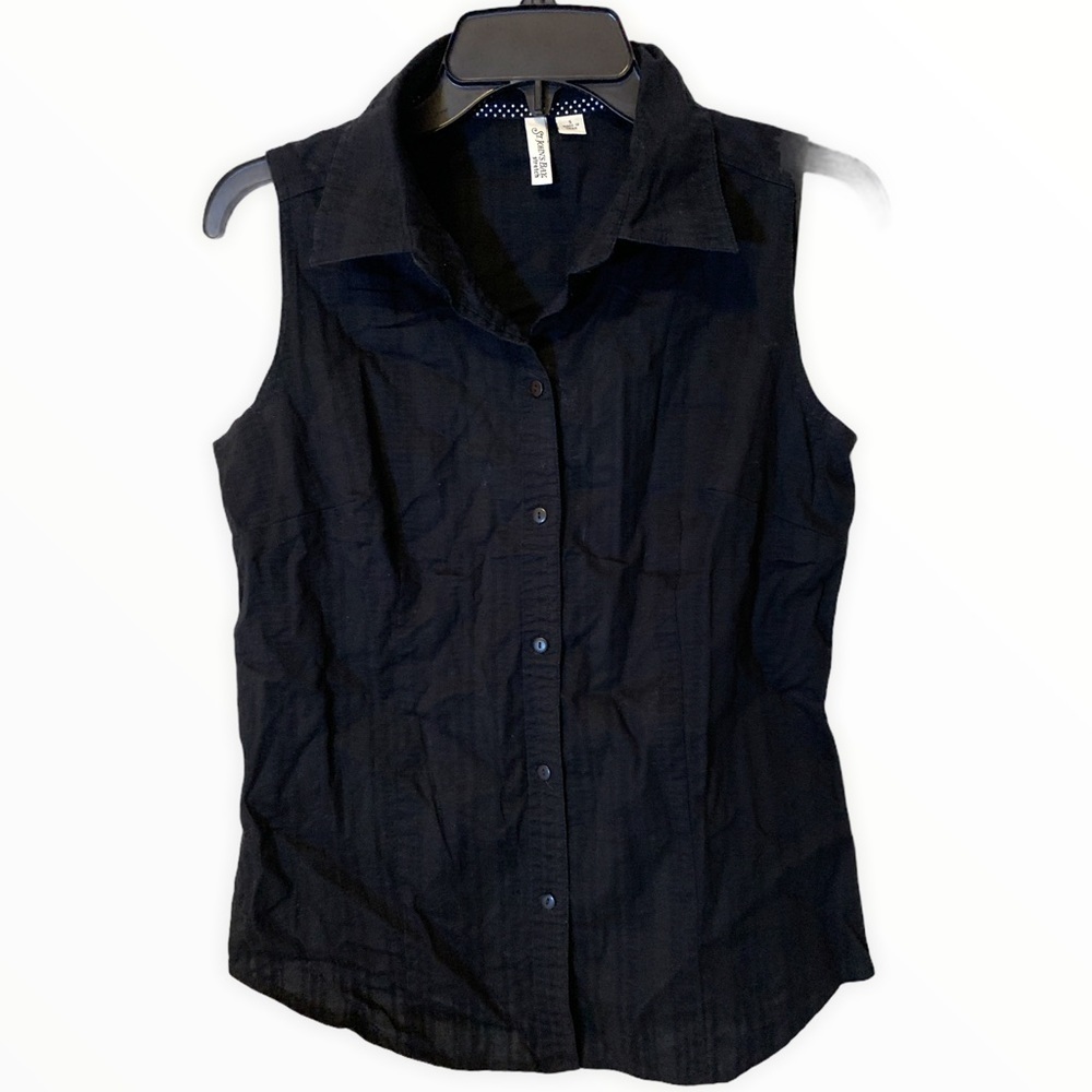 Black Button Down Sleeveless Top Size S